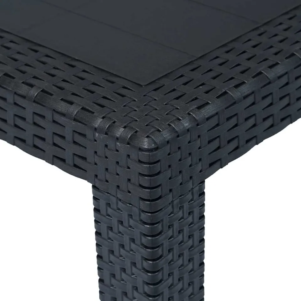 vidaXL Tuintafel 220x90x72 cm rattan-look kunststof antraciet, foto 3