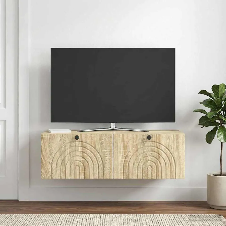 vidaXL Wandbeugel TV-kast Sonoma Eiken 98 x 41 x 30 cm Bewerkt hout, foto 4