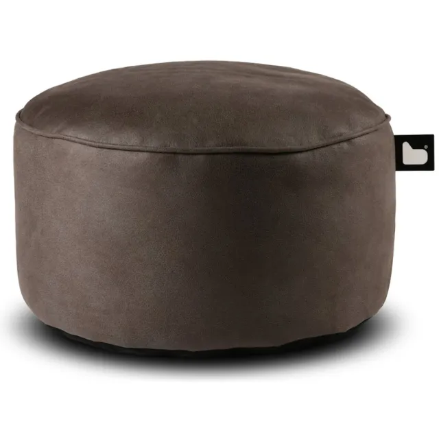 Extreme Lounging b-poufe luxury - poef rond - voor binnen - comfortabele leatherlook - 60x40cm - slate bruin