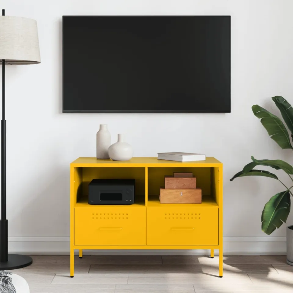 vidaXL Tv-meubel 68x39x50,5 cm staal mosterdgeel, foto 3