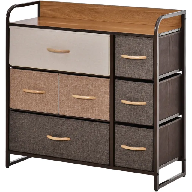 Homcom stoffen commode-polyester-80x29x78,5cm-multicolor Meerkleurig