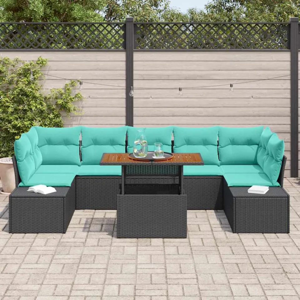 vidaXL Tuin Sofa Set 8 st Zwart Poly riet, foto 3