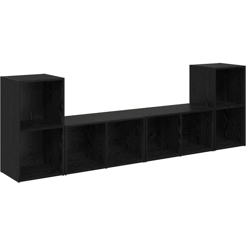 vidaXL Tv-meubelset 4 st 37 x 37 x 72 cm Zwart Eiken, foto 3