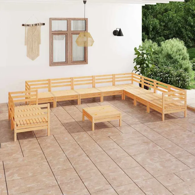 vidaXL 11-delige Loungeset massief grenenhout Bruin