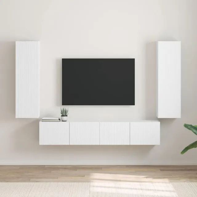 vidaXL TV Wandkast 2 st Wit Bewerkt hout, foto 2