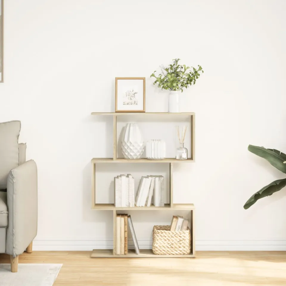vidaXL Kamerscherm / boekenkast 3-laags 70x24x97 cm hout sonoma eiken, foto 2