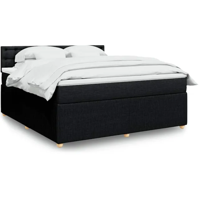 vidaXL Boxspring met matras stof zwart 180x200 cm