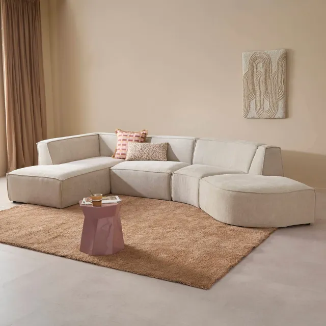 NOUS Living hoekbank met ronde hoek Newton - beige