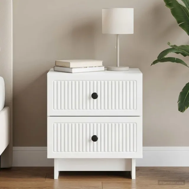 vidaXL Nachtkastje met lade Wit 43 x 34,5 x 47,5 cm Bewerkt hout, foto 2