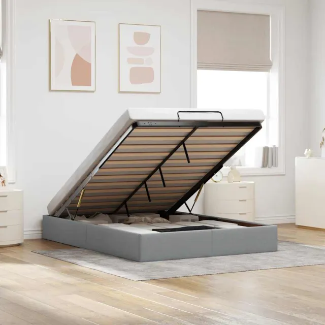 vidaXL Bedframe zonder matras 140x200 cm stof lichtgrijs