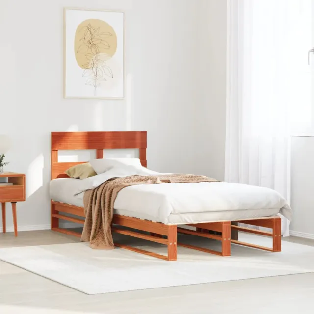 vidaXL Bedframe zonder matras massief grenenhout wasbruin 75x190 cm bruin