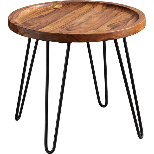Sky Style Divana Salontafel Massief Rond Ø45 cm Bruin / Zwart