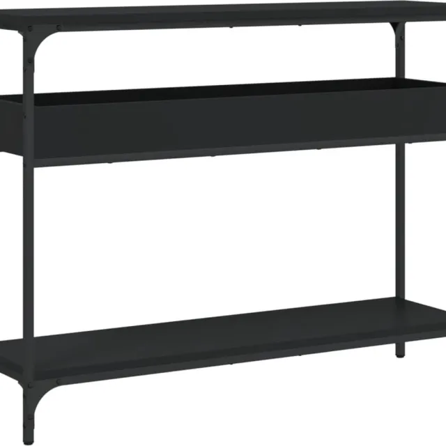 vidaXL Wandtafel - met - schap - 100x29x75 - cm - bewerkt - hout - zwart