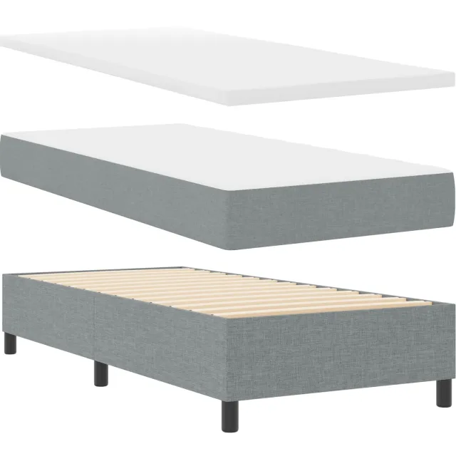 vidaXL Boxspring bed met hoofdeinde Lichtgrijs 100 x 200 cm Stof