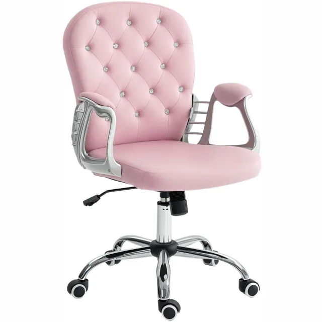 Atlasyx bureaustoel - Draaistoel - Kantoorstoel - Bureaustoelwielen - Verstelbare zithoogte - 59 x 60 x 93-103 cm - Roze