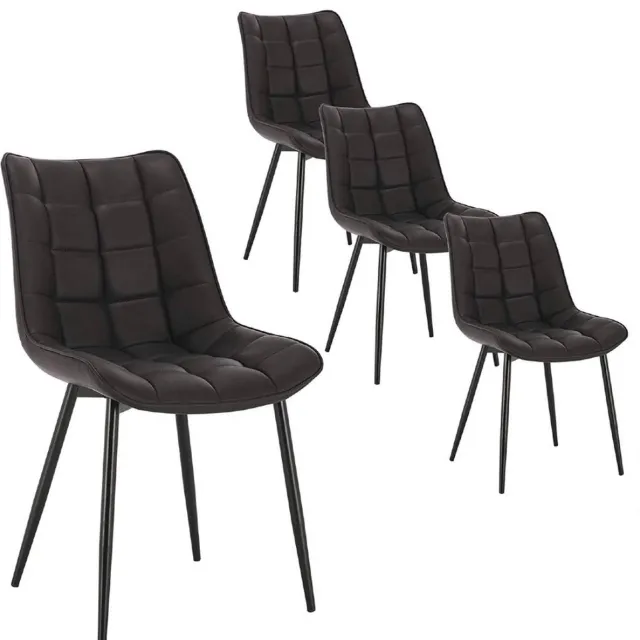 KAMYRA Kunstlederen Stoelen - Eetkamerstoelen - Kunstleer - Voor bij de Eettafel, Woonkamer & Slaapkamer - Set van 4 - Antraciet