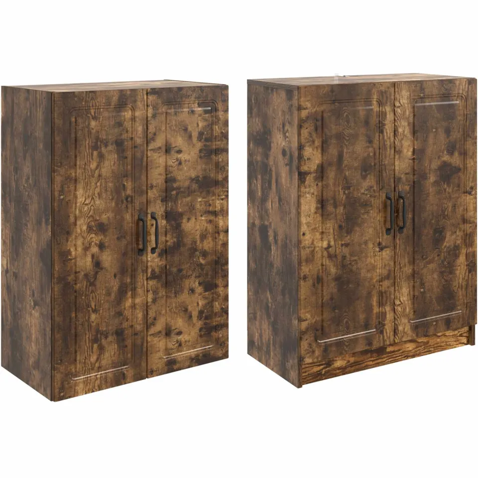 vidaXL Kastenset 2 st Gerookt eiken 66 x 34,5 x 87 cm Bewerkt hout, foto 4