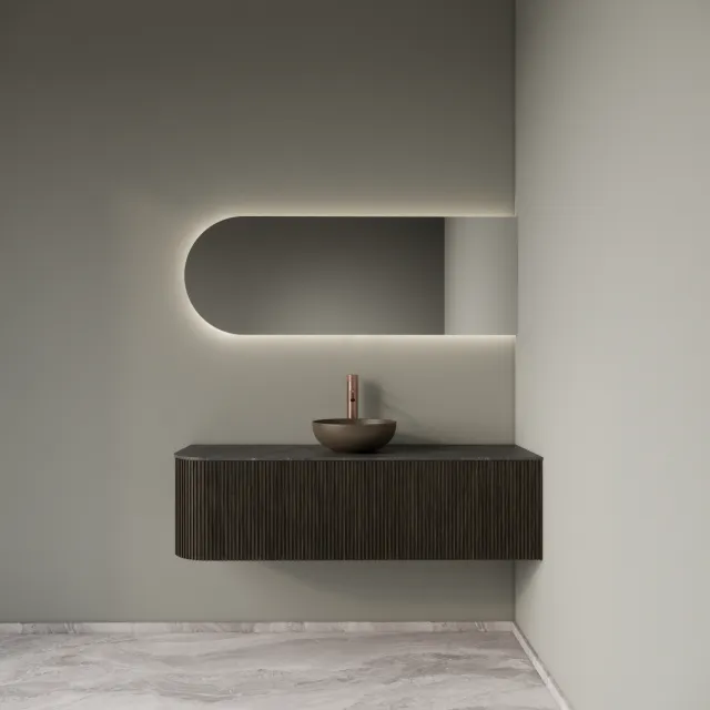 Gliss Design Badkamermeubelset Gliss Design Alluro 140 cm Rechts Charcoal Zwart