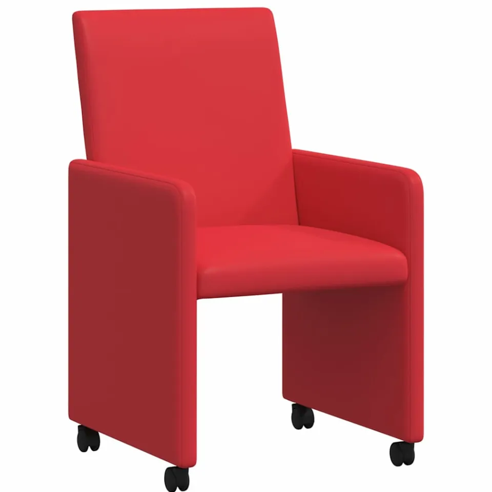 vidaXL Eetkamerstoelen met Wieltjes 2 st Kunstleer Rood