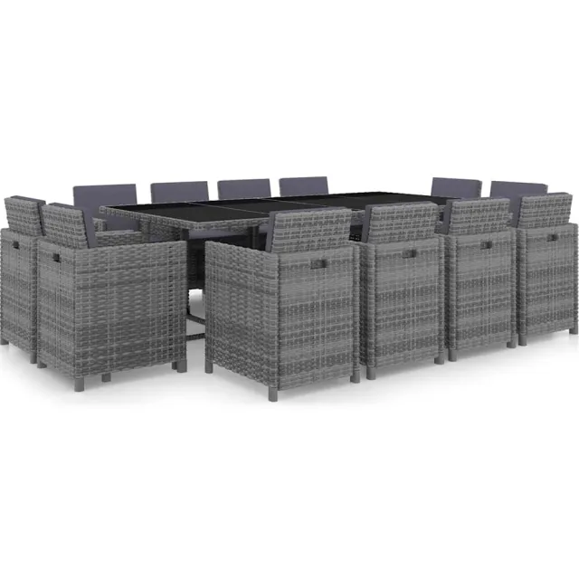 vidaXL 13-delige Tuinset met kussens poly rattan antraciet Anthraciet