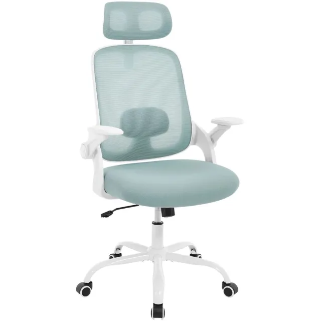 Klarven Bureaustoel Lichtgrijs Mesh Blauw - Ergonomische Bureaustoel - Bureaustoel Ergonomisch - Bureaustoelen - Office Chair - Verstelbare lumbale steun en neksteun, 3D-armleuningen - Draagvermogen 150 kg - B63,5xd50xh117,5cm