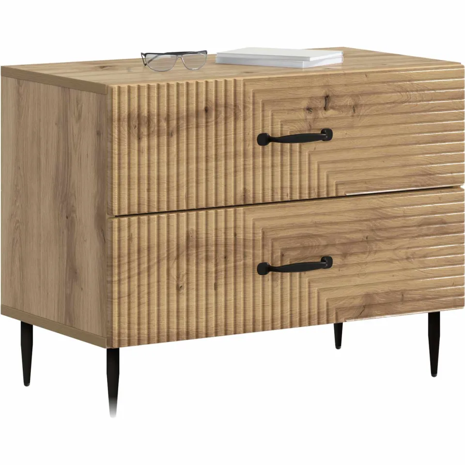 vidaXL Nachtkastje Artisanaal eiken 62 x 34,5 x 47,5 cm Bewerkt hout Bruin