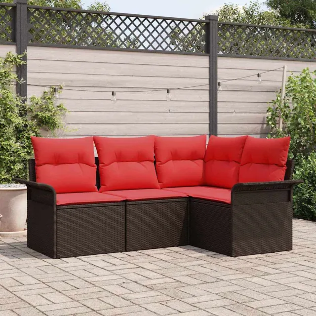 vidaXL Tuin Sofa Set met kussen Bruin poly rattan, foto 2