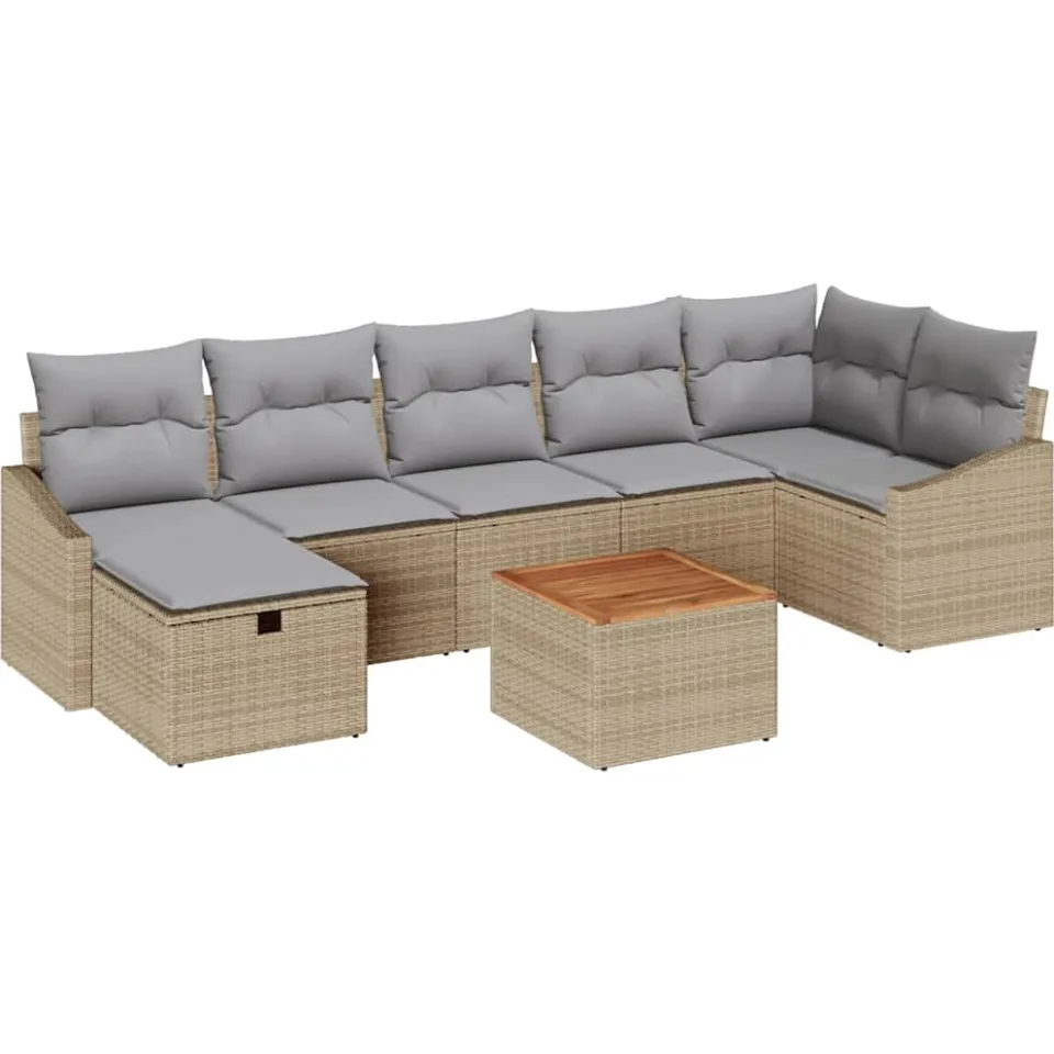 vidaXL Tuinbankenset 8 st Beige poly rattan