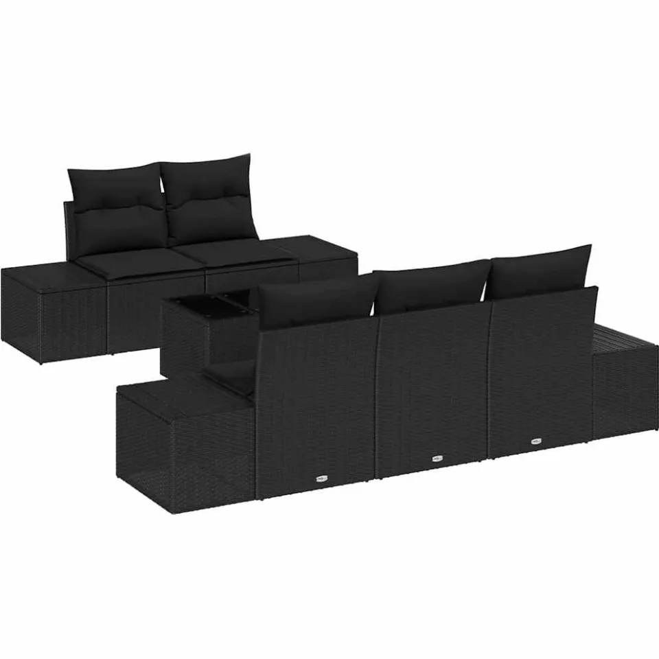vidaXL Tuin Sofa Set Zwart poly rattan, foto 4