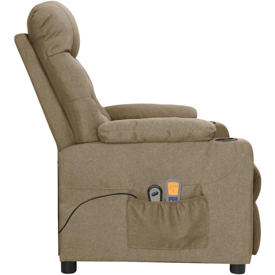 vidaXL Massagestoel elektrisch stof taupe, foto 4