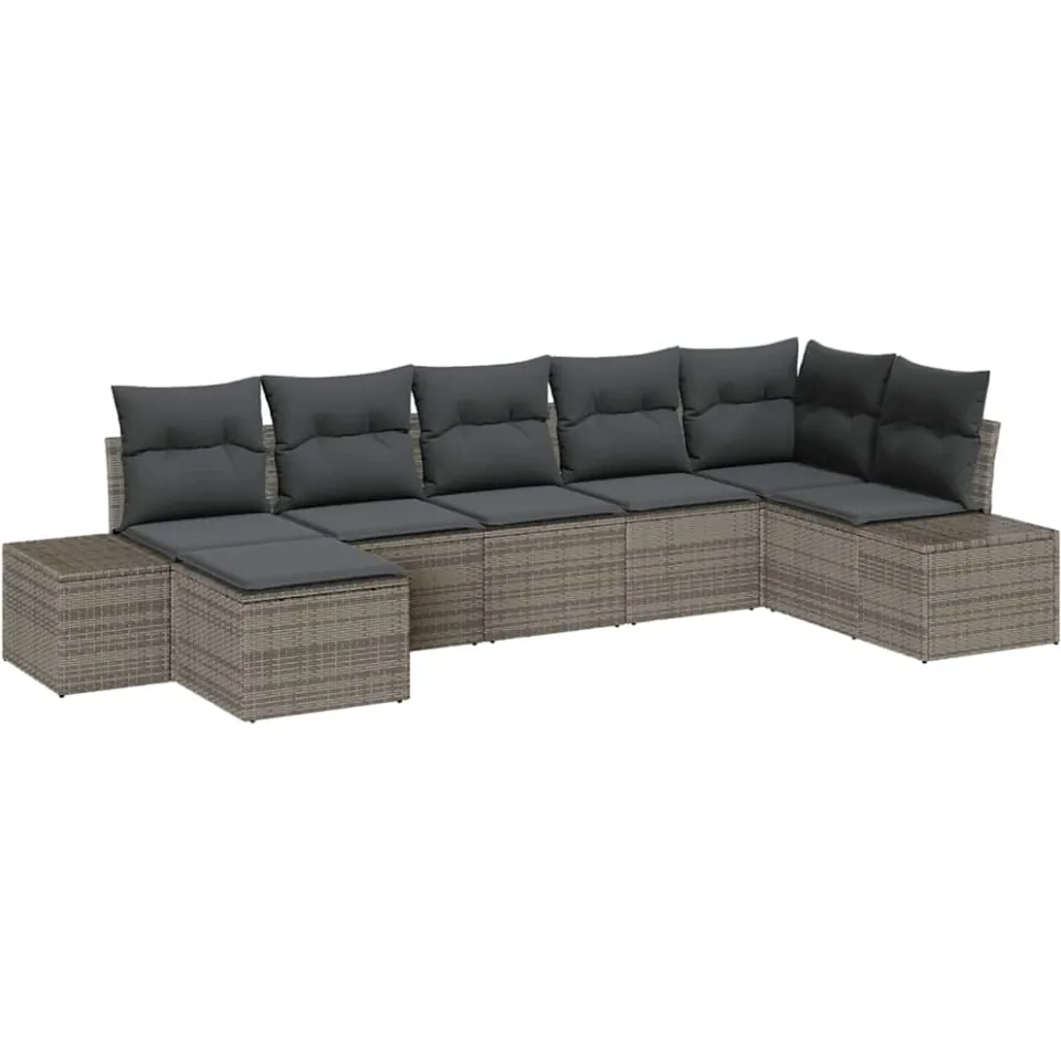 vidaXL Tuin Sofa Set 7 st Grijs poly rattan