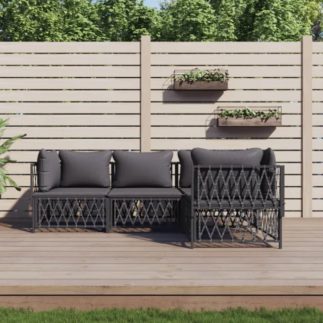 vidaXL 4-delige Loungeset met kussens staal antracietkleurig, foto 2