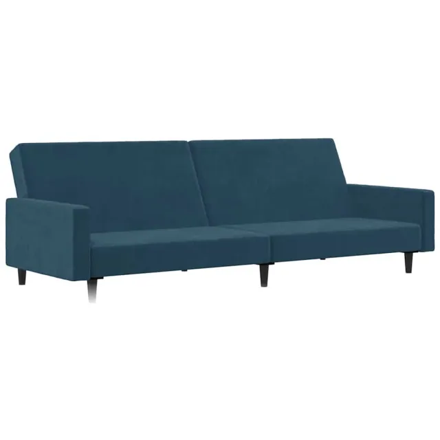 vidaXL Slaapbank - 2-zits - fluweel - blauw