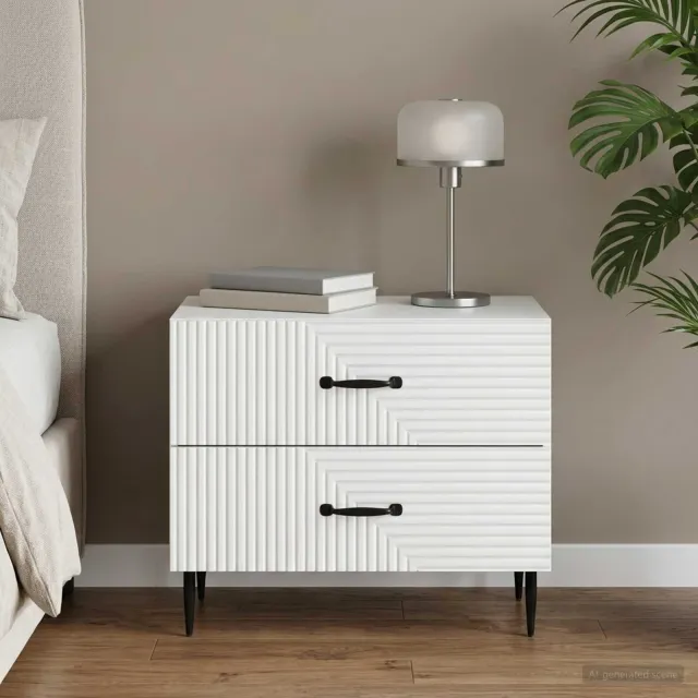 vidaXL Nachtkastje met lade Wit 62 x 34,5 x 47,5 cm Bewerkt hout, foto 2