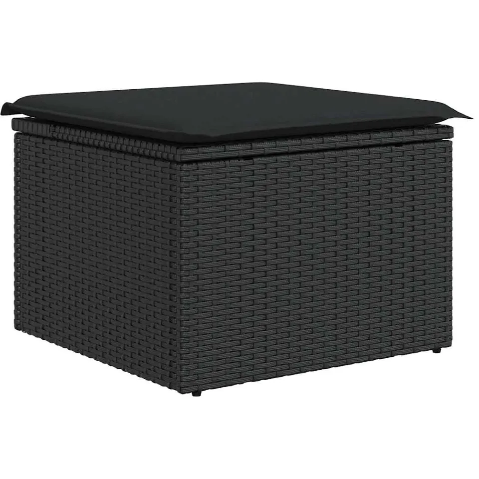 vidaXL 10-delige Loungeset met kussens poly rattan zwart