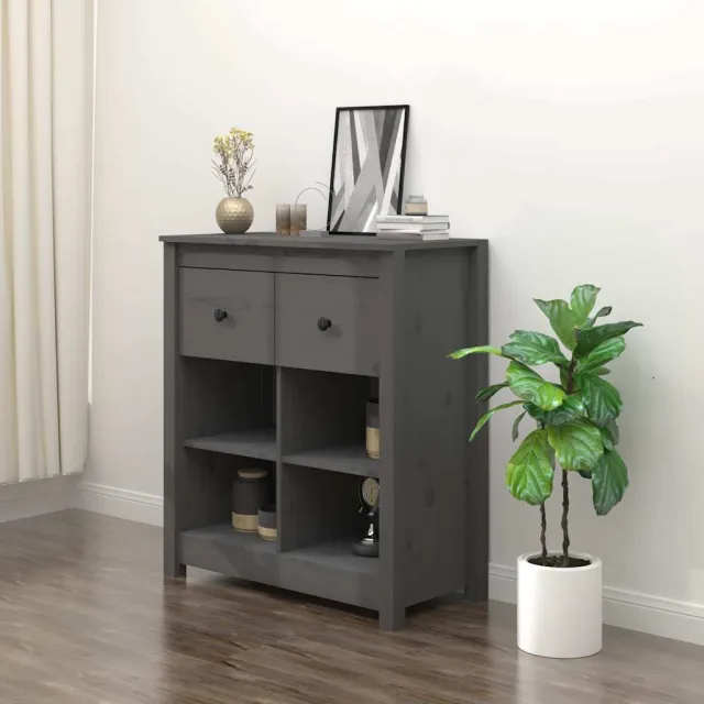 vidaXL Dressoir 70x35x80 cm massief grenenhout grijs