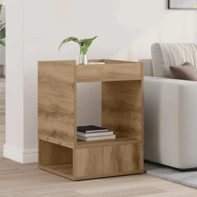 vidaXL Bijzettafel - Artisan - Eiken - 40 - x - 40 - x - 56 - cm - Bewerkt - hout Artisan eiken