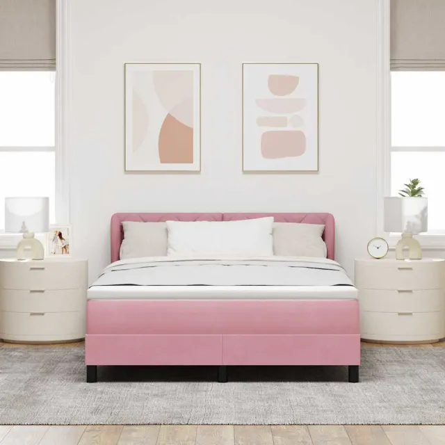 vidaXL Boxspringbed met hoofdeinde Roze 140 x 190 cm Fluweel