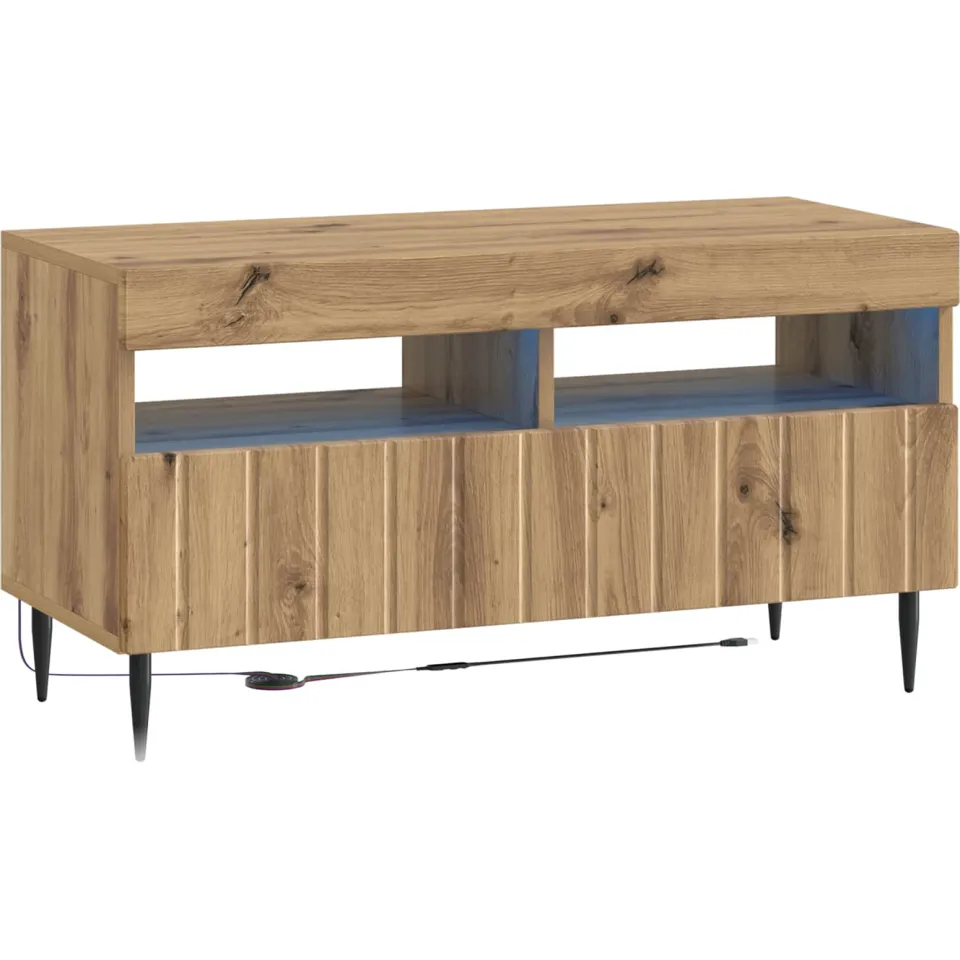 vidaXL LED tv-meubel ZWOLLE 81 x 35 x 43 cm Artisanaal eiken, foto 3