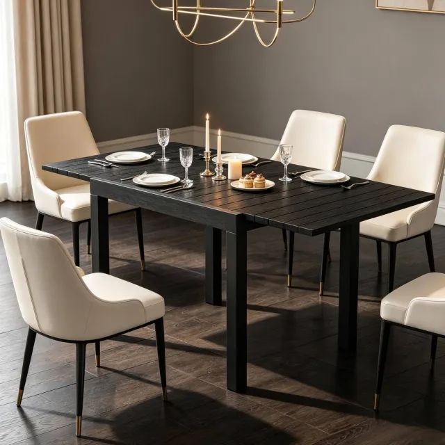 CHICFURN Tuintafel - 4-6 personen - Uitschuifbaar - Aluminium - Zwart