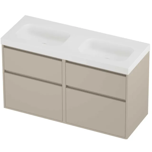 Proline Haga Badmeubelset Polystone Mezza Dubbel 120x46x73 cm Mat White Soft Linen Beige