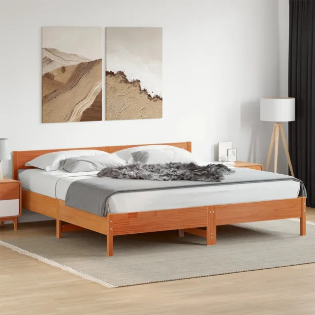 vidaXL Bedframe zonder matras massief grenenhout wasbruin 180x200 cm
