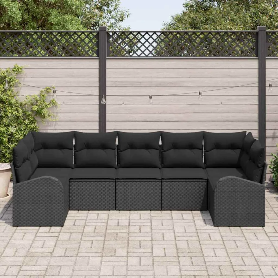 vidaXL Tuin Sofa Set 7 st 7-zits Zwart poly rattan, foto 2