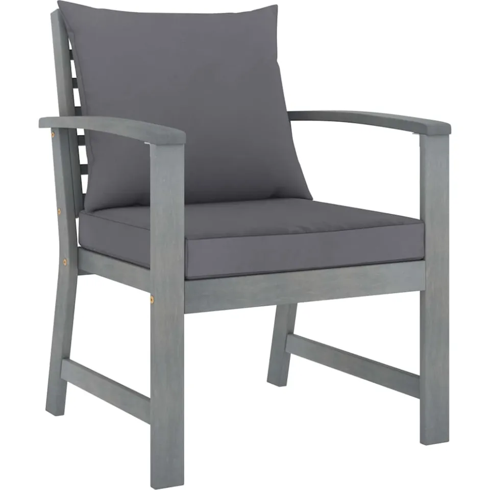 vidaXL 5-delige Loungeset met kussens massief acaciahout grijs, foto 4