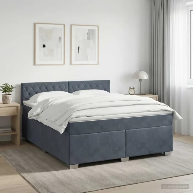 vidaXL Boxspring Bed met Matras en LED Donkergrijs 180 x 200 cm
