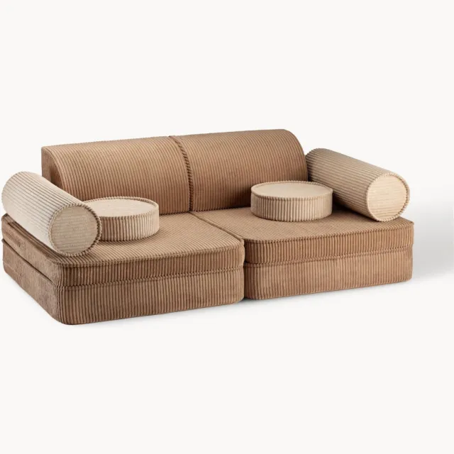 Wigiwama Modulaire kinderspeelbank Sugar gemaakt van corduroy Beige, Bruin