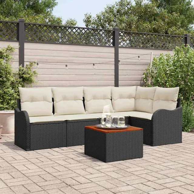 vidaXL Tuinbankenset 6 st Zwart poly rattan, foto 2