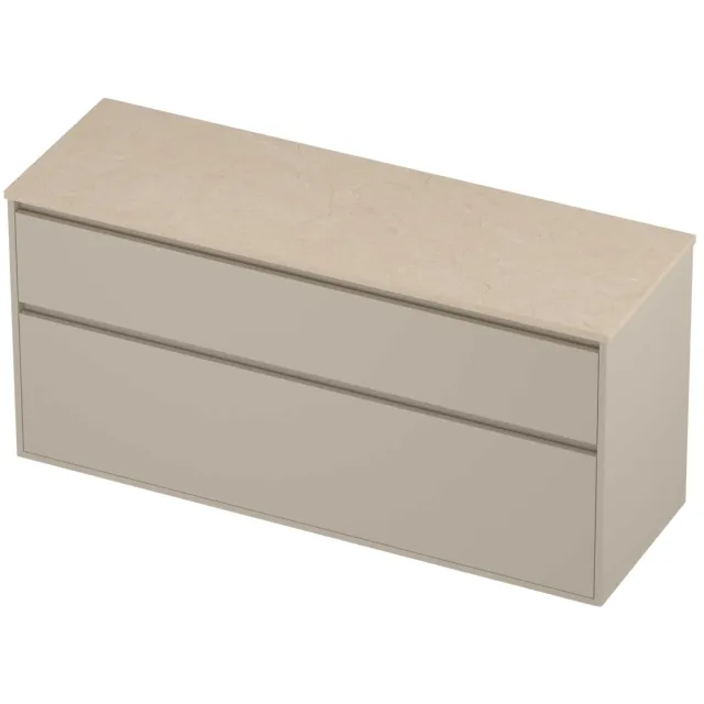 Proline Deck Badmeubelset Hardsteen Greeploos Asymmetrisch 140x46x67 cm Sand Stone Soft Linen Beige