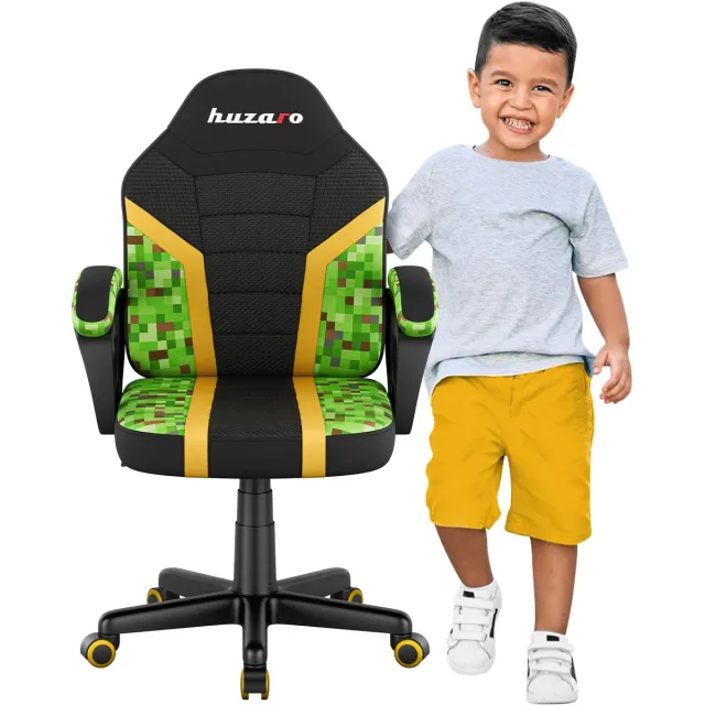 Huzaro Ranger 1.0 Pixel Mesh - Kinder Gaming Stoel - Bureaustoel voor Kinderen - Groen/zwart Zwart, veelkleurig