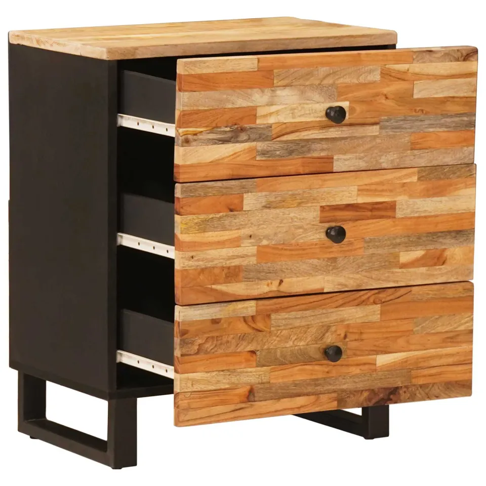 vidaXL Bed kast met lade Bruin 50 x 33 x 62 cm Massief Mango Hout, foto 2